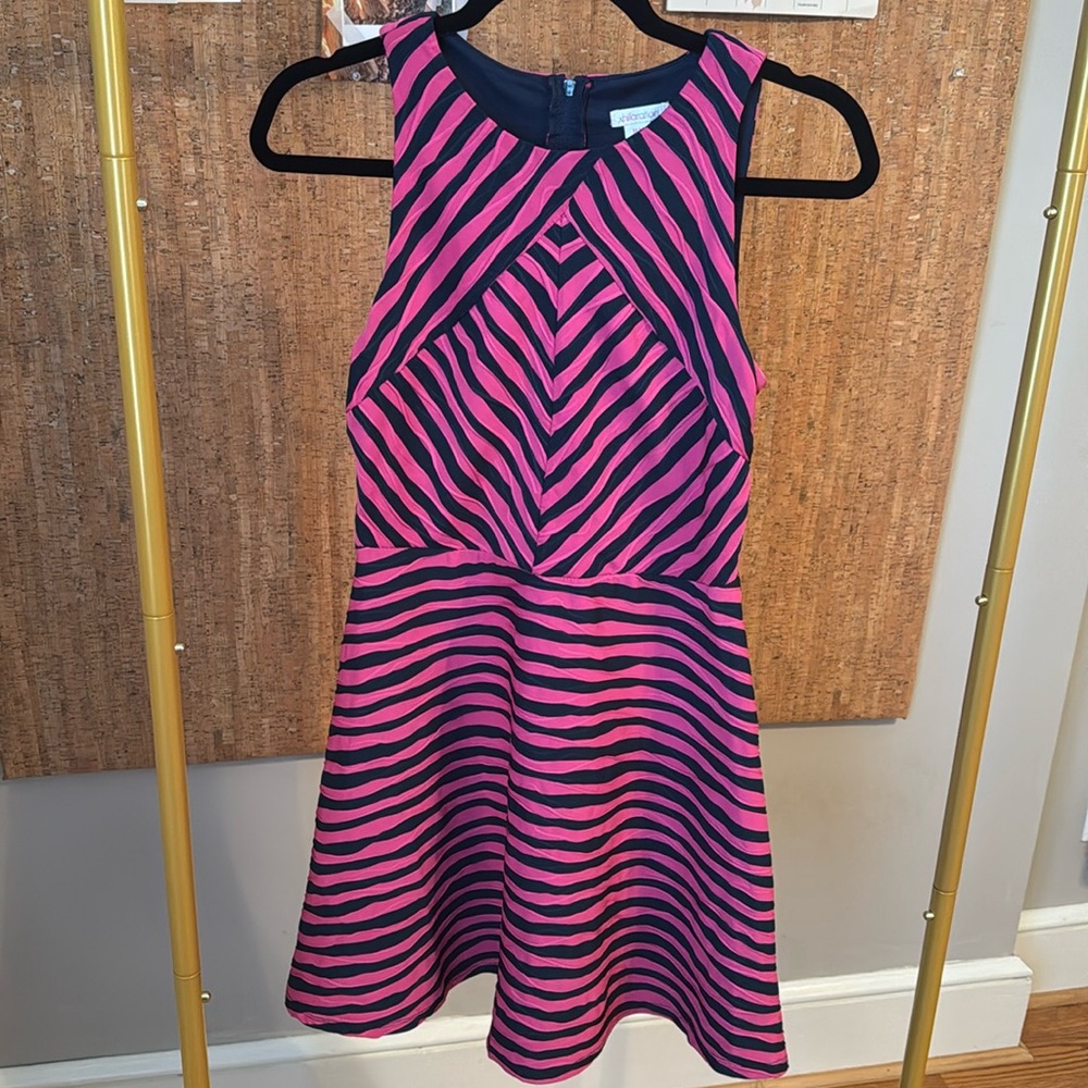 Pink and navy striped dress